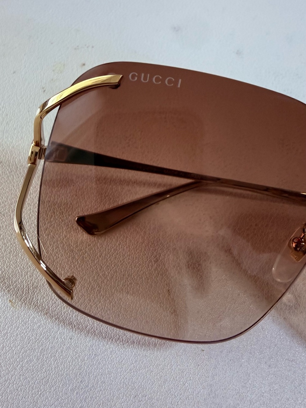 NEW Gucci GG0646S 002 Gucci-Logo Sunglasses Women's Gold/Brown Gradient 60mm - Picture 3 of 12